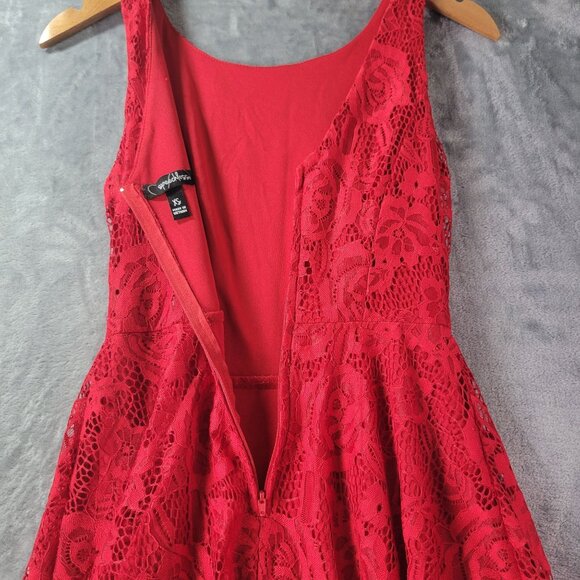 Speechless Juniors Red Lace Dress XS Fit & Flare Layered‎ Skater Whimsical Party - Picture 8 of 11